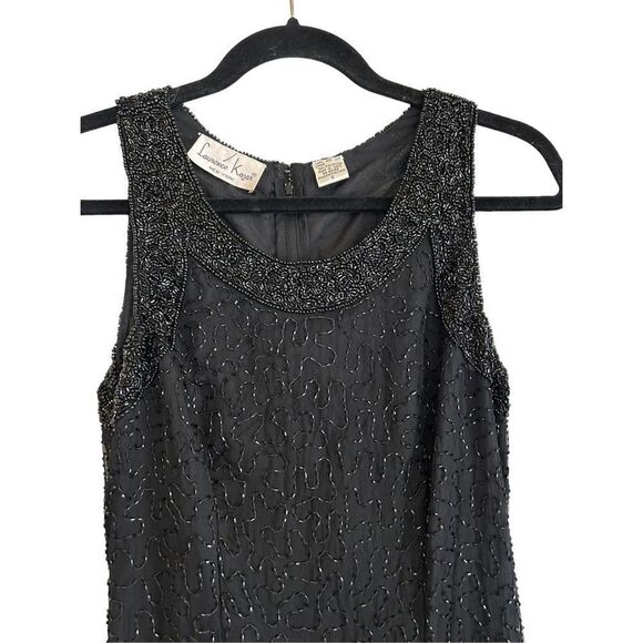 Lawrence Kazar Vintage Beaded Silk Lined Evening Dress Womens Black Size Small - Picture 5 of 10